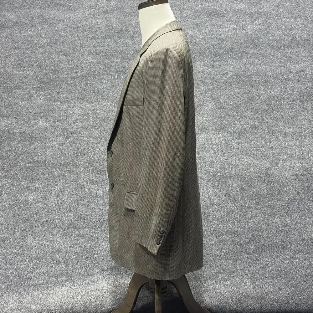 Jos A Bank Blazer Mens 46L Brown Black 100% Wool Sport Coat Jacket Checked